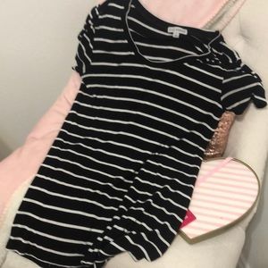 Zenana outfitters black and white striped shirt